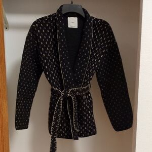 Mango Black Textured Knit Cardigan